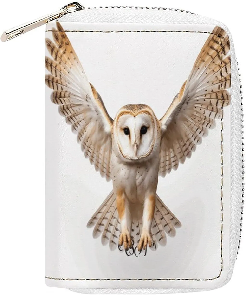 Slim Credit Card Holder Minimalist A Barn Owl Printing Leather Card Bag Compact Card Organizer For Daily Use