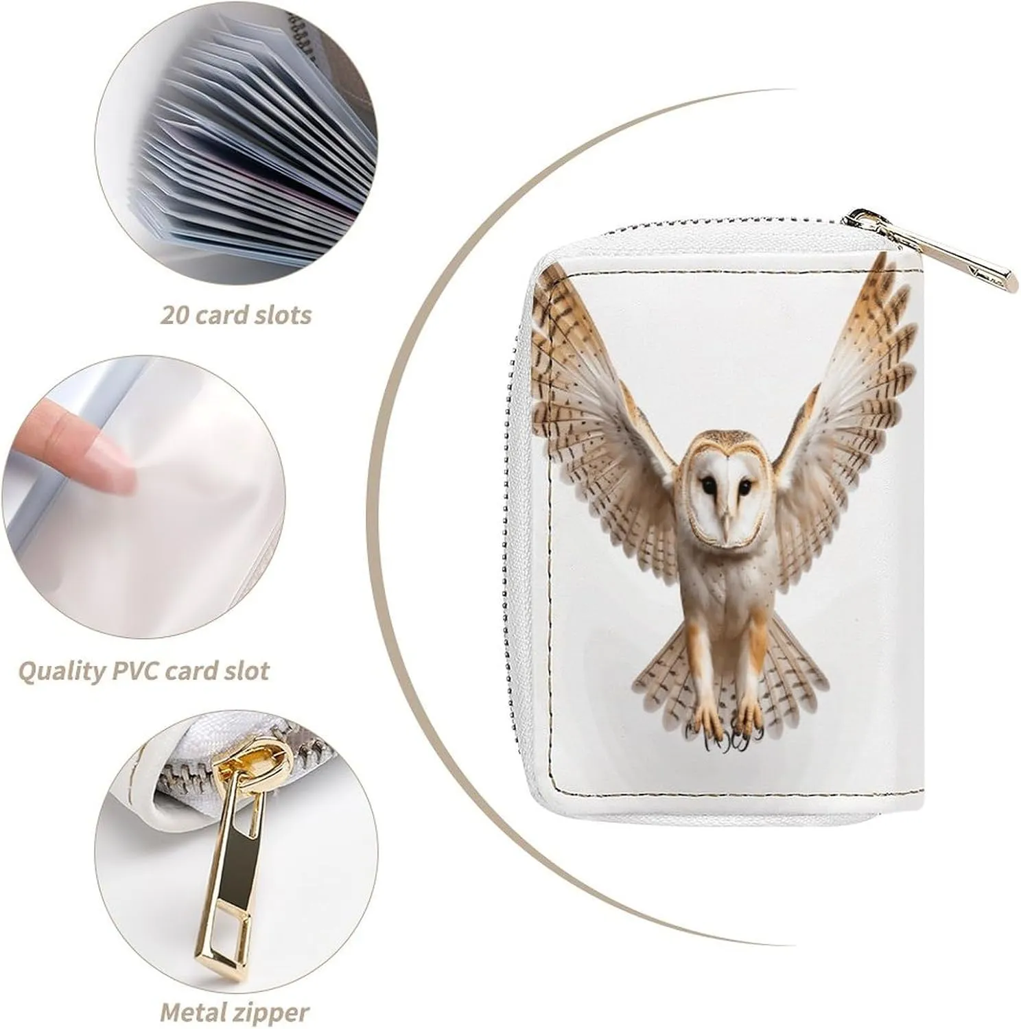Slim Credit Card Holder Minimalist A Barn Owl Printing Leather Card Bag Compact Card Organizer For Daily Use