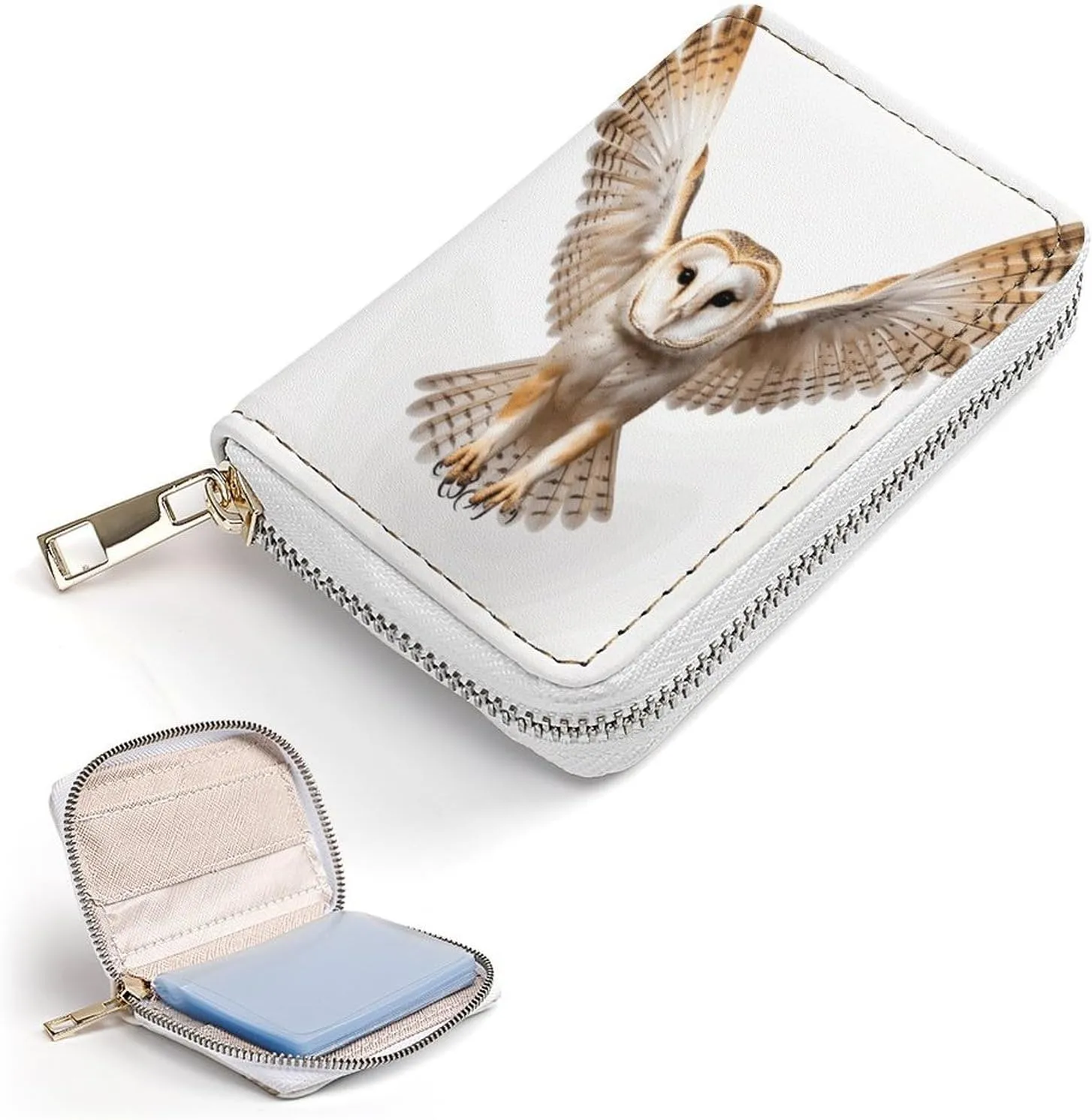 Slim Credit Card Holder Minimalist A Barn Owl Printing Leather Card Bag Compact Card Organizer For Daily Use