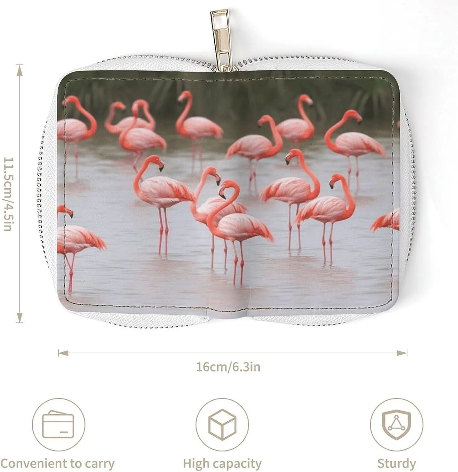 Slim Credit Card Holder Minimalist Flamingos Printing Leather Card Bag Compact Card Organizer For Daily Use