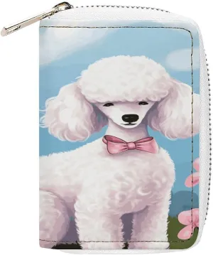 Slim Credit Card Holder Minimalist Poodles Dogs Printing Leather Card Bag Compact Card Organizer For Daily Use