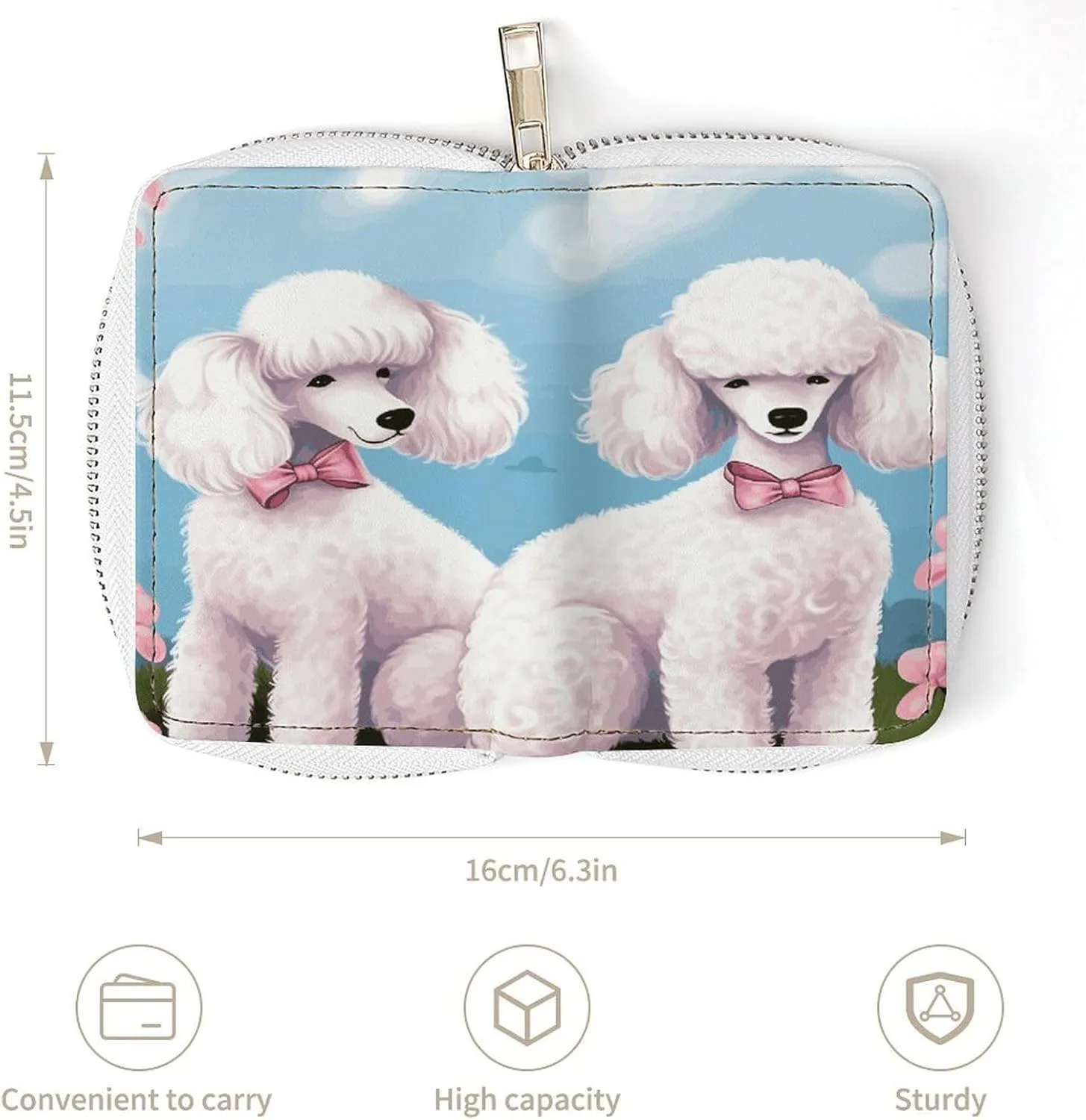 Slim Credit Card Holder Minimalist Poodles Dogs Printing Leather Card Bag Compact Card Organizer For Daily Use