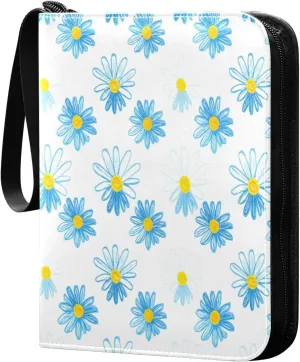 Small Flowers Card Binder 4 Pockets, 400 Pockets Trading Card Binder Removable Card Albums Card Holder for Games, Sports, Football, Baseball Cards