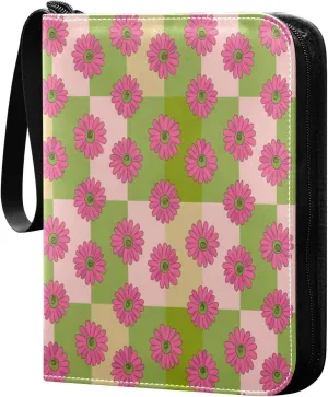 Small Flowers Card Binder 4 Pockets, 400 Pockets Trading Card Binder Removable Card Albums Card Holder for Games, Sports, Football, Baseball Cards
