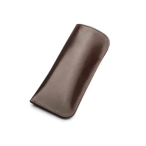 Small Leather Glasses Case - Brown