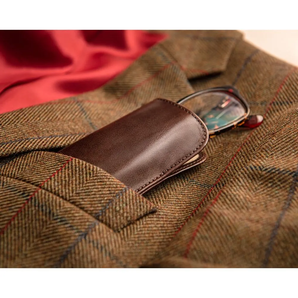 Small Leather Glasses Case - Brown