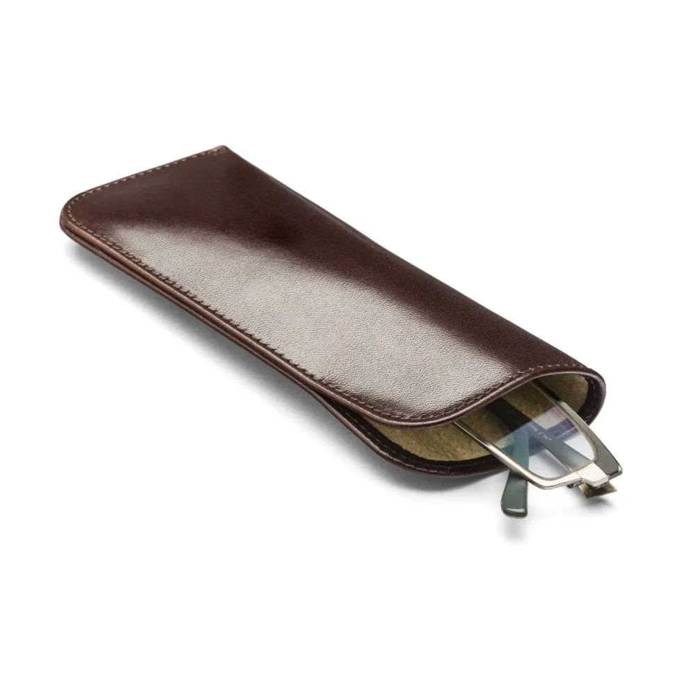 Small Leather Glasses Case - Brown