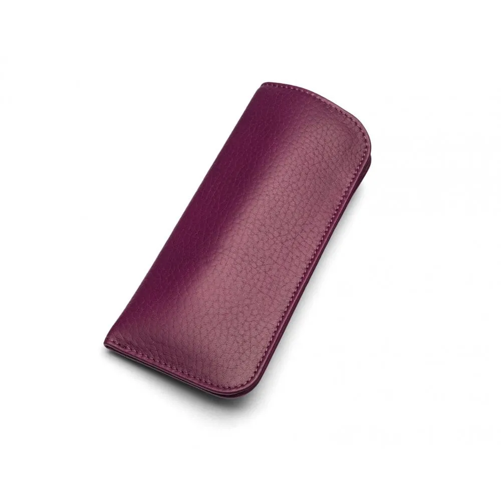 Small Leather Glasses Case - Purple
