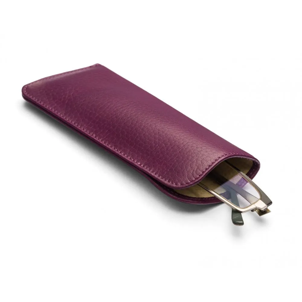 Small Leather Glasses Case - Purple