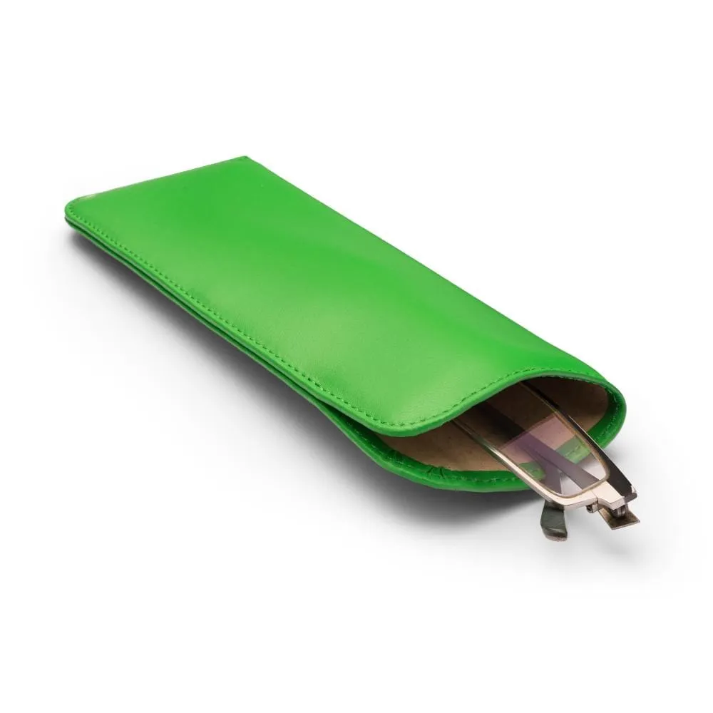 Small Leather Glasses Case - Soft Emerald