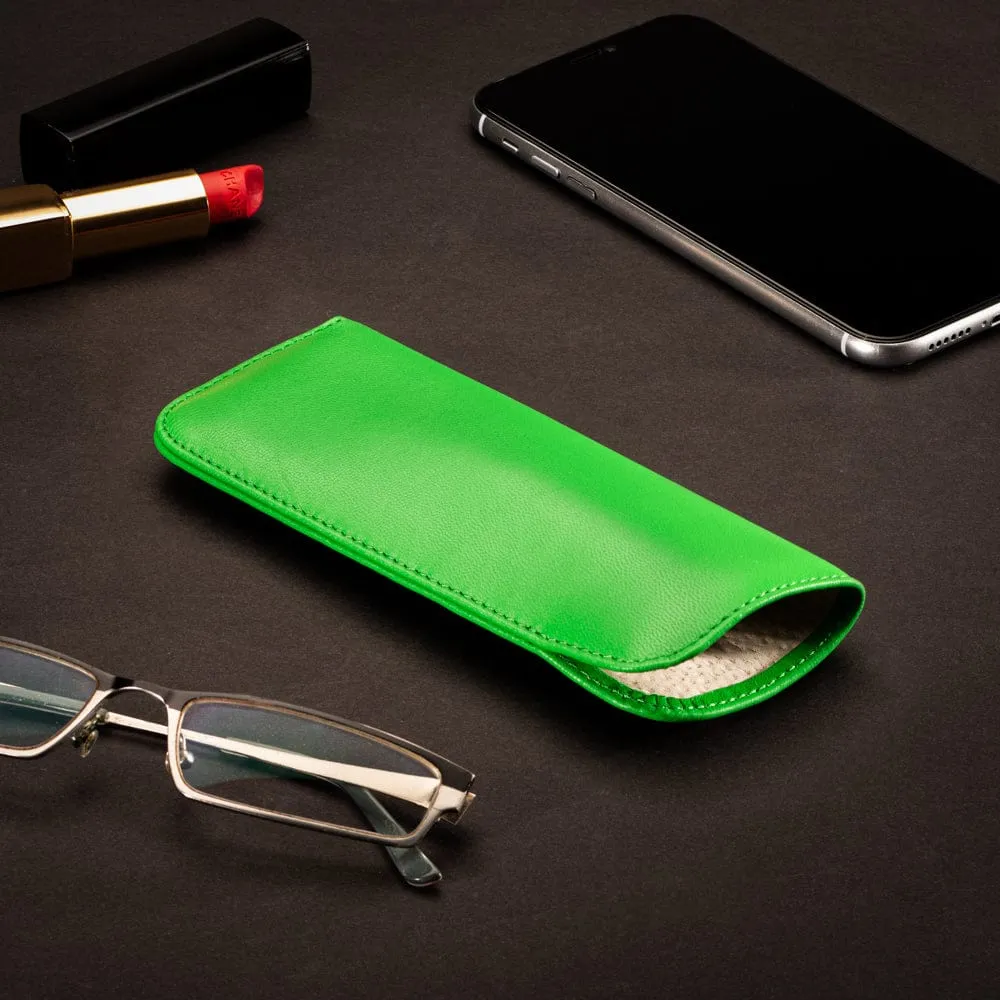 Small Leather Glasses Case - Soft Emerald