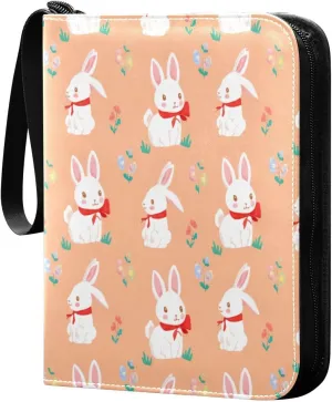 Small Rabbits Card Binder 4 Pockets, 400 Pockets Trading Card Binder Removable Card Albums Card Holder for Games, Sports, Football, Baseball Cards