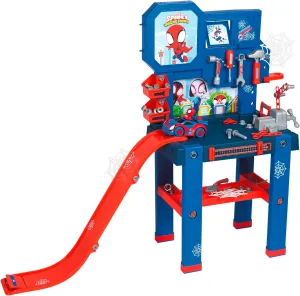 Smoby 7600360729 Workbench DIY Center Spidey, Launch Ramp and Tools, Build Your Spidey Car, 90 Accessories, Toys Boys Girls 3 Years