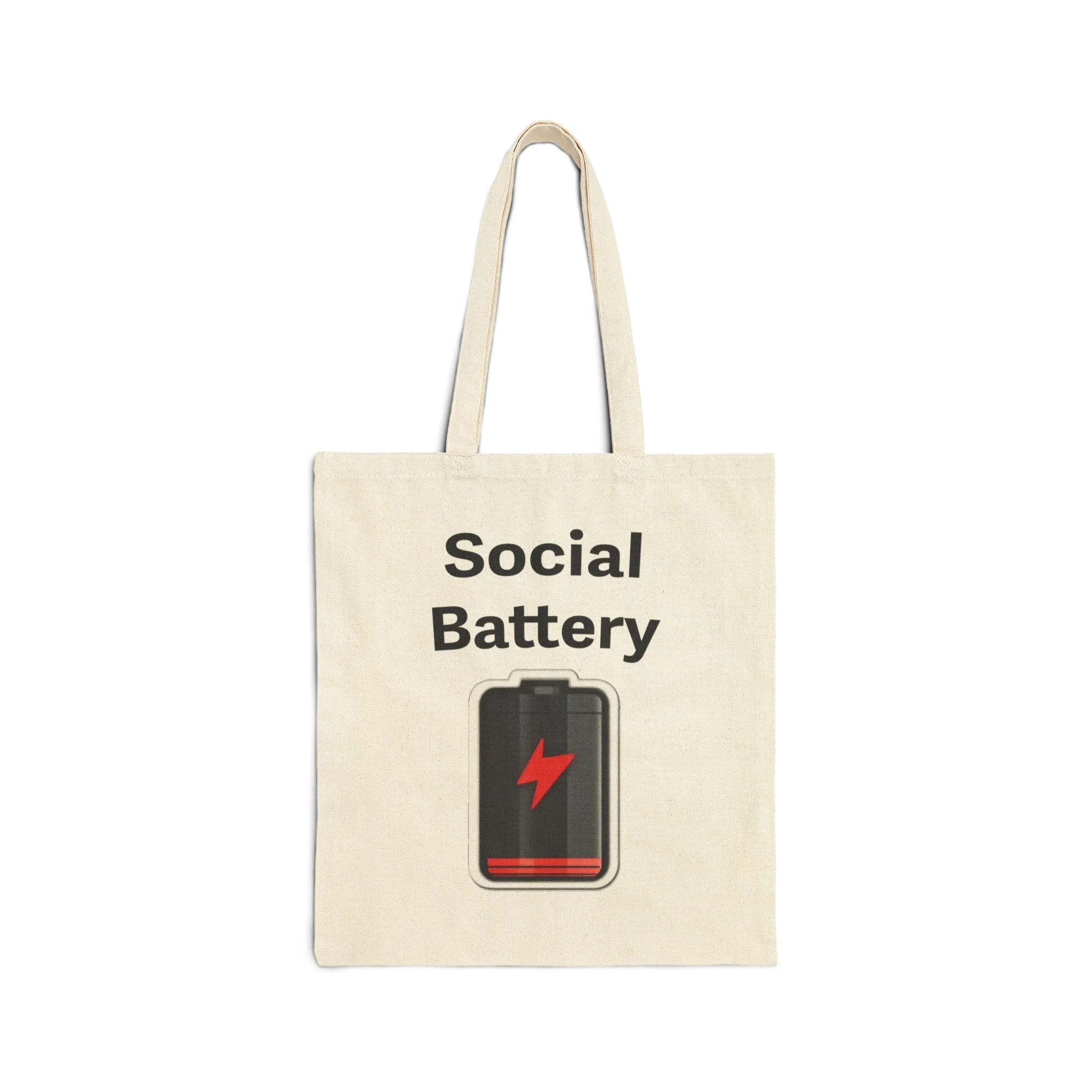 Social Battery Low Cotton Canvas Tote Bag