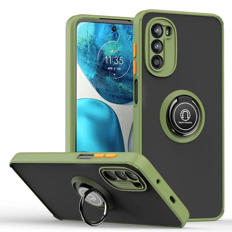 Soft TPU Silicone Non-Slip Case For Motorola With Ring Holder