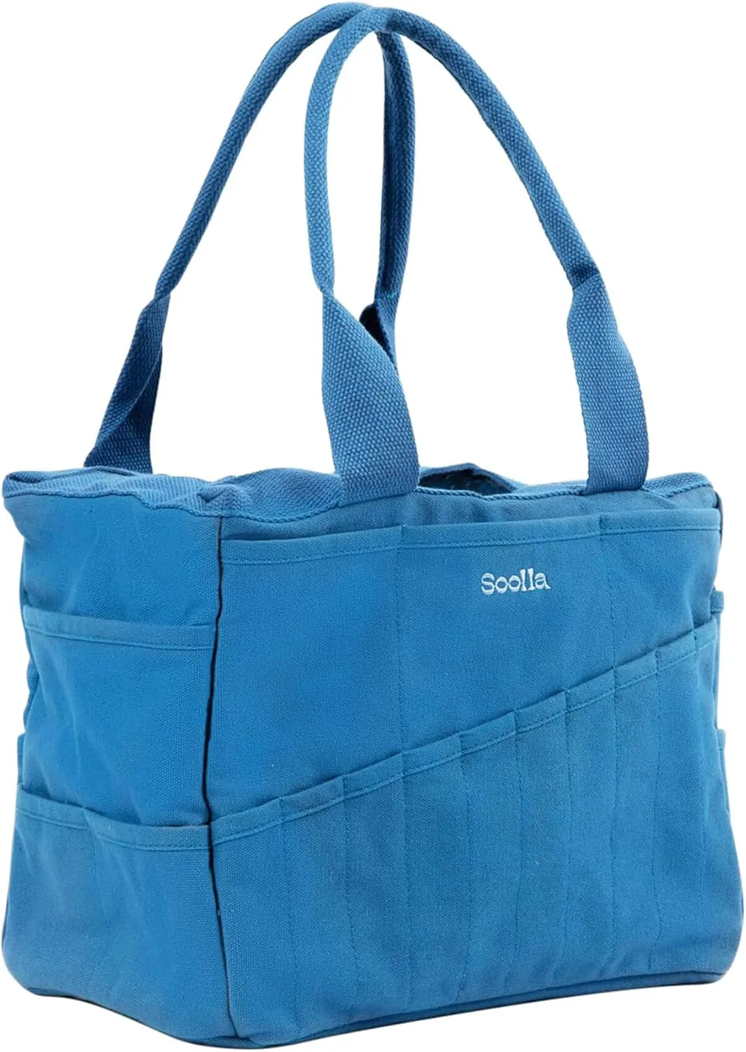 Soolla Studio Art Supply Storage Organizer & Pottery Tool Tote, 30 Pockets, 15  Canvas Colors, Adult Artist Bag (Blueberry Bliss)