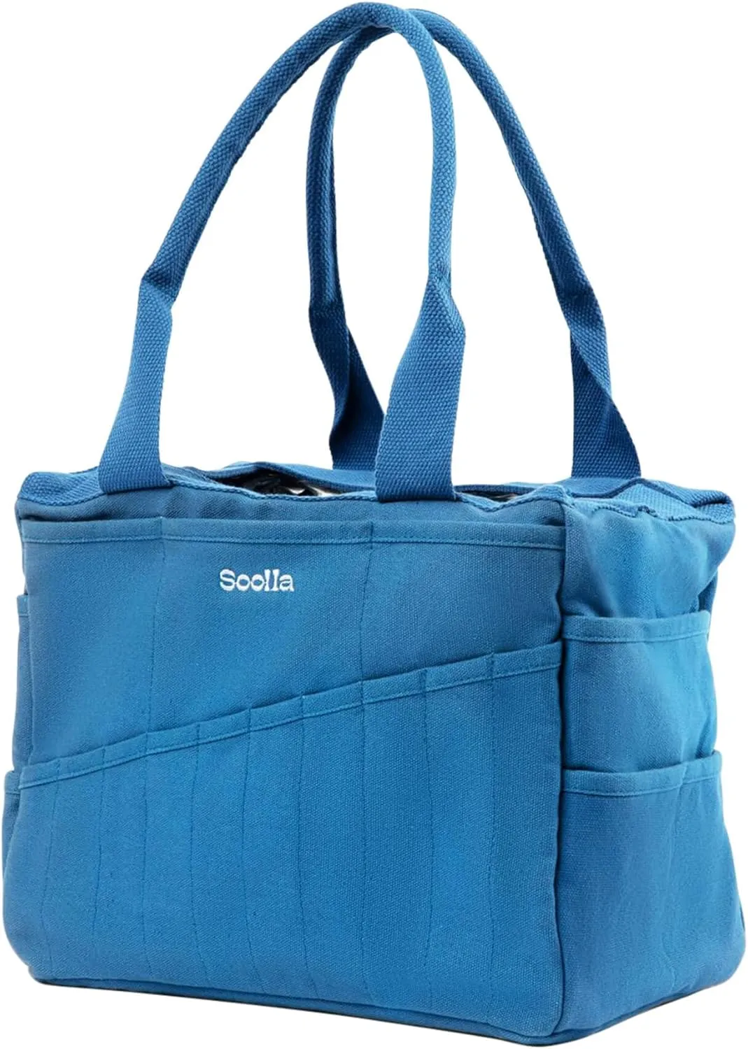 Soolla Studio Art Supply Storage Organizer & Pottery Tool Tote, 30 Pockets, 15  Canvas Colors, Adult Artist Bag (Blueberry Bliss)