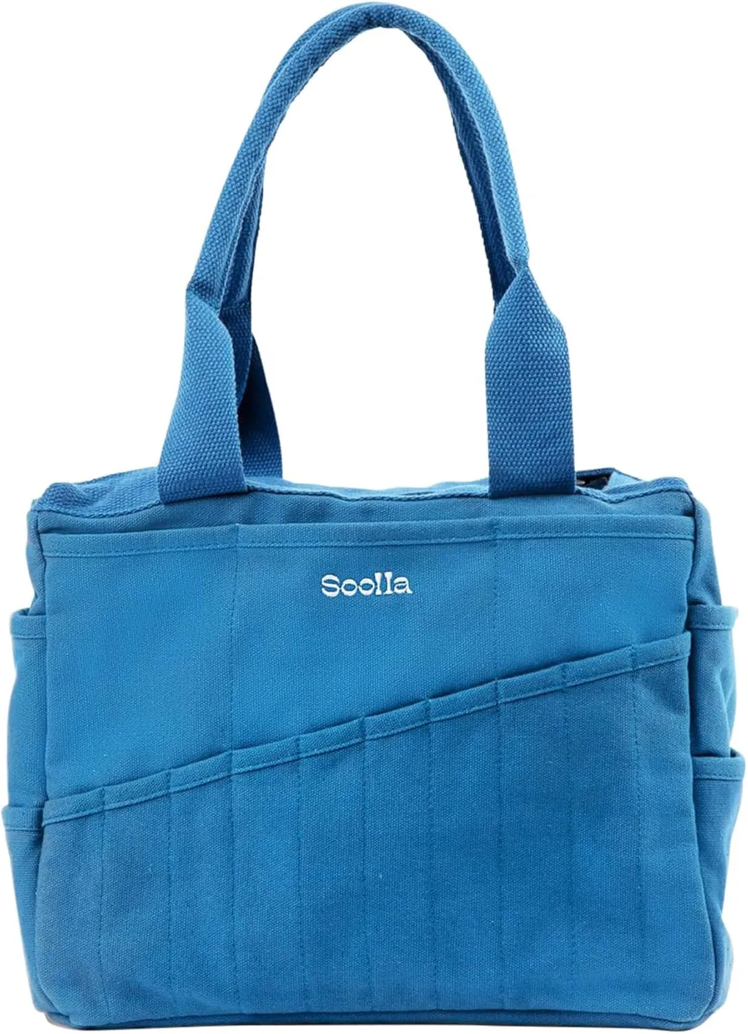 Soolla Studio Art Supply Storage Organizer & Pottery Tool Tote, 30 Pockets, 15  Canvas Colors, Adult Artist Bag (Blueberry Bliss)
