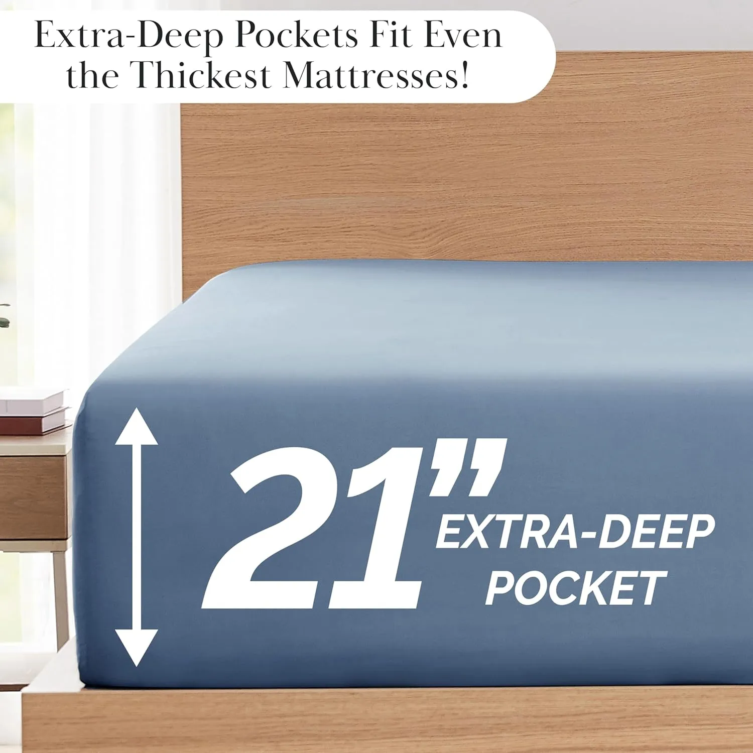 Southshore Fine Living, Inc. Deep Pocket Split King Sheet Set with 21" Deep King Fitted Sheet, 2 King Size Pillow Cases | Hotel Luxury Quality | Easy Care No-Shrink Microfiber Sheets | Coronet Blue
