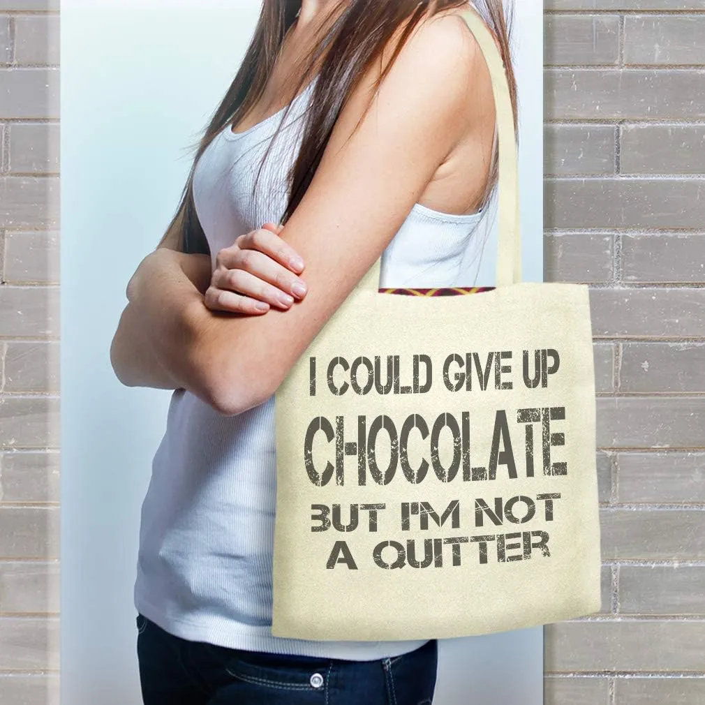 Speedy Pros Canvas Tote Bag for Women Could Give up Chocolate but Not I'M A Quitter Beach Bags for Women