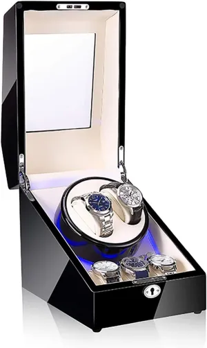Spinner winding box Watch Winders - 3 2 Mechanical Watch Shaker LED Automatic Winding Box Household Mute Anti-magnetic Electric Motor Box Watch Storage Display Box Open Lid Stop Quiet and well operate
