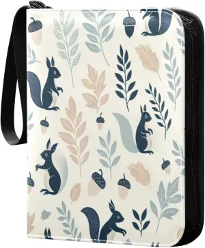 Squirrels Card Binder 4 Pockets, 400 Pockets Trading Card Binder Removable Card Albums Card Holder for Games, Sports, Football, Baseball Cards