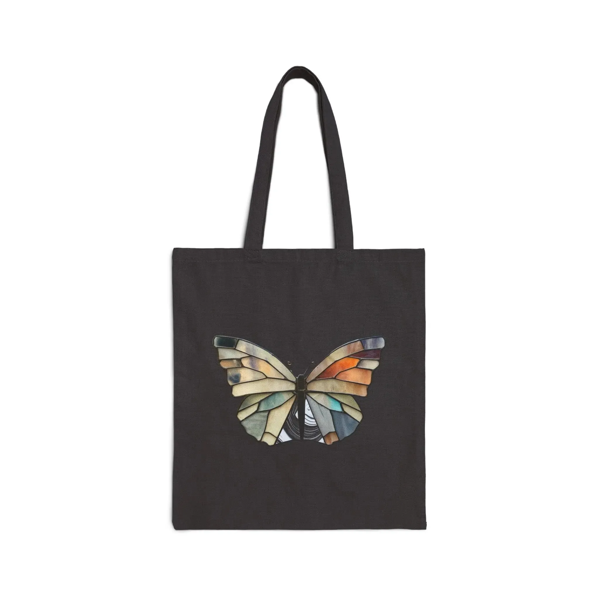 Stained Glass Summer Butterfly Cotton Canvas Tote Bag