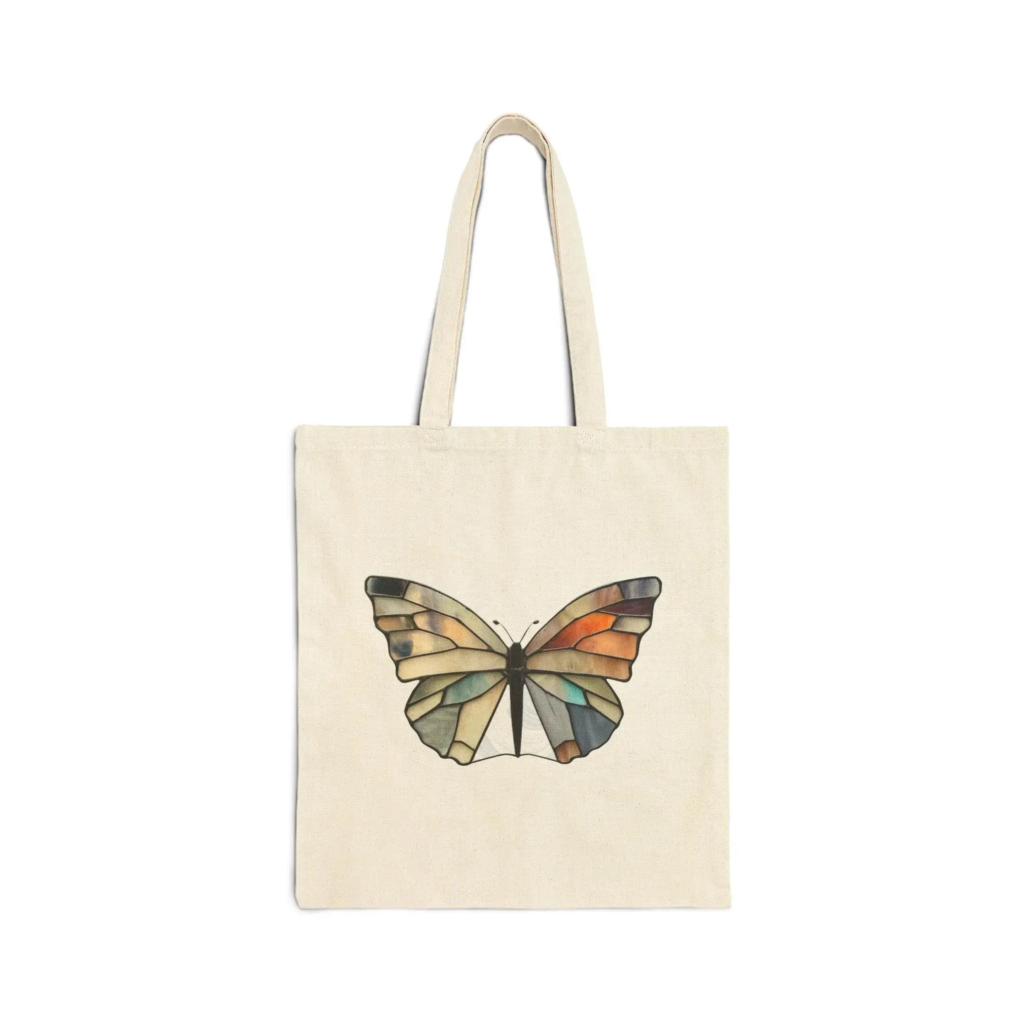 Stained Glass Summer Butterfly Cotton Canvas Tote Bag
