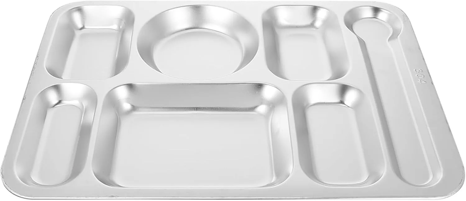 Stainless Steel Plate 7 Section Divided Reusable Charger Plate Perfect for Camping