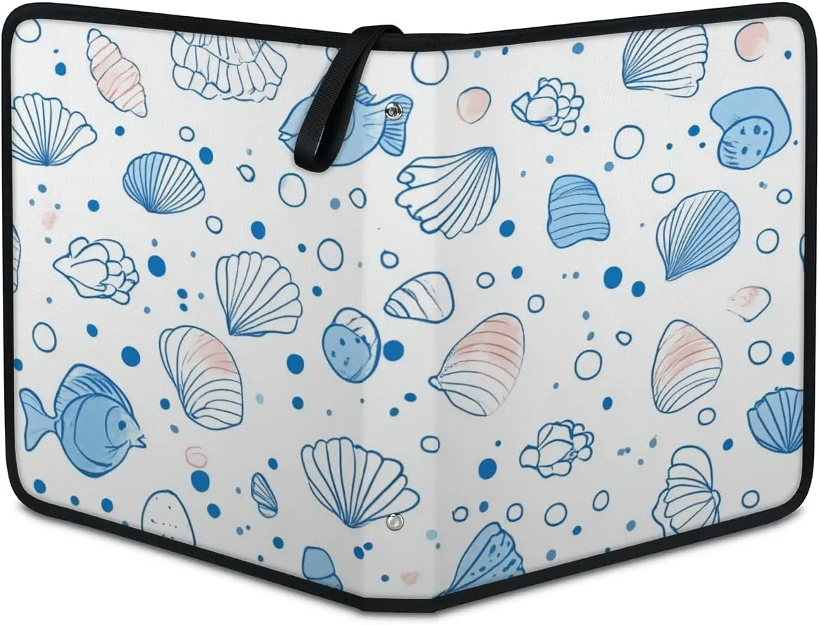 Starfish Conch Trading Card Binder 4 Pocket 400 Cards Holder Collector Album with 50 Removable Sleeves Toys Gifts for Boys Girls Seashell Fish Game Sports Cards