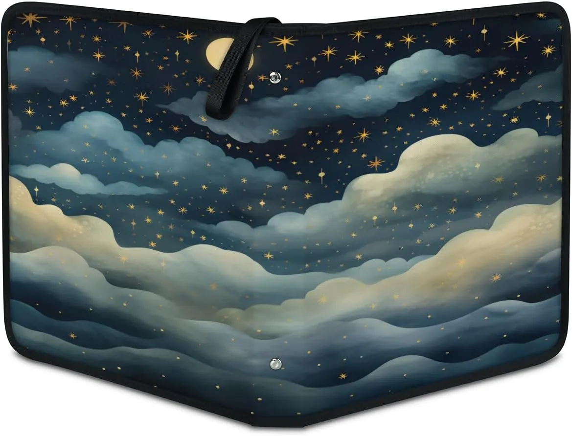 Starry Night 3 Ring Trading Zipper Binder Strap, Trading Card Binder 4 Pocket, 400 Pockets Card Holder with 50 Removable Sleeves for Game Cards