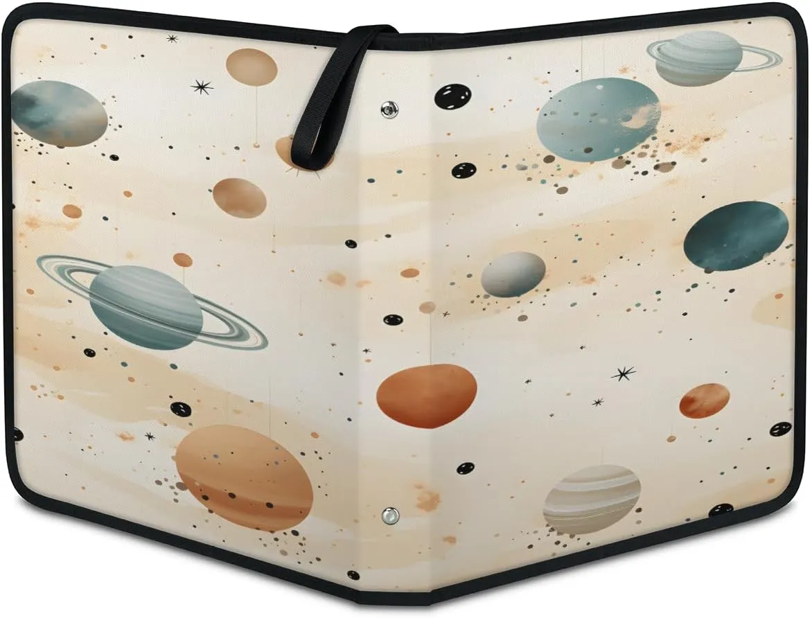 Starry Universe 3 Ring Trading Zipper Binder Strap, Trading Card Binder 4 Pocket, 400 Pockets Card Holder with 50 Removable Sleeves for Game Cards