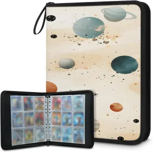 Starry Universe 3 Ring Trading Zipper Binder Strap, Trading Card Binder 4 Pocket, 400 Pockets Card Holder with 50 Removable Sleeves for Game Cards