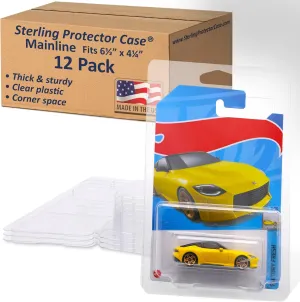 Sterling Protector Case Model 17201 Mainline 12 Pack for Hot Wheels & Matchbox Diecast, Fits Card Size 6.5 x 4.25 inches Durable Acid-Free Clear Storage Clamshell