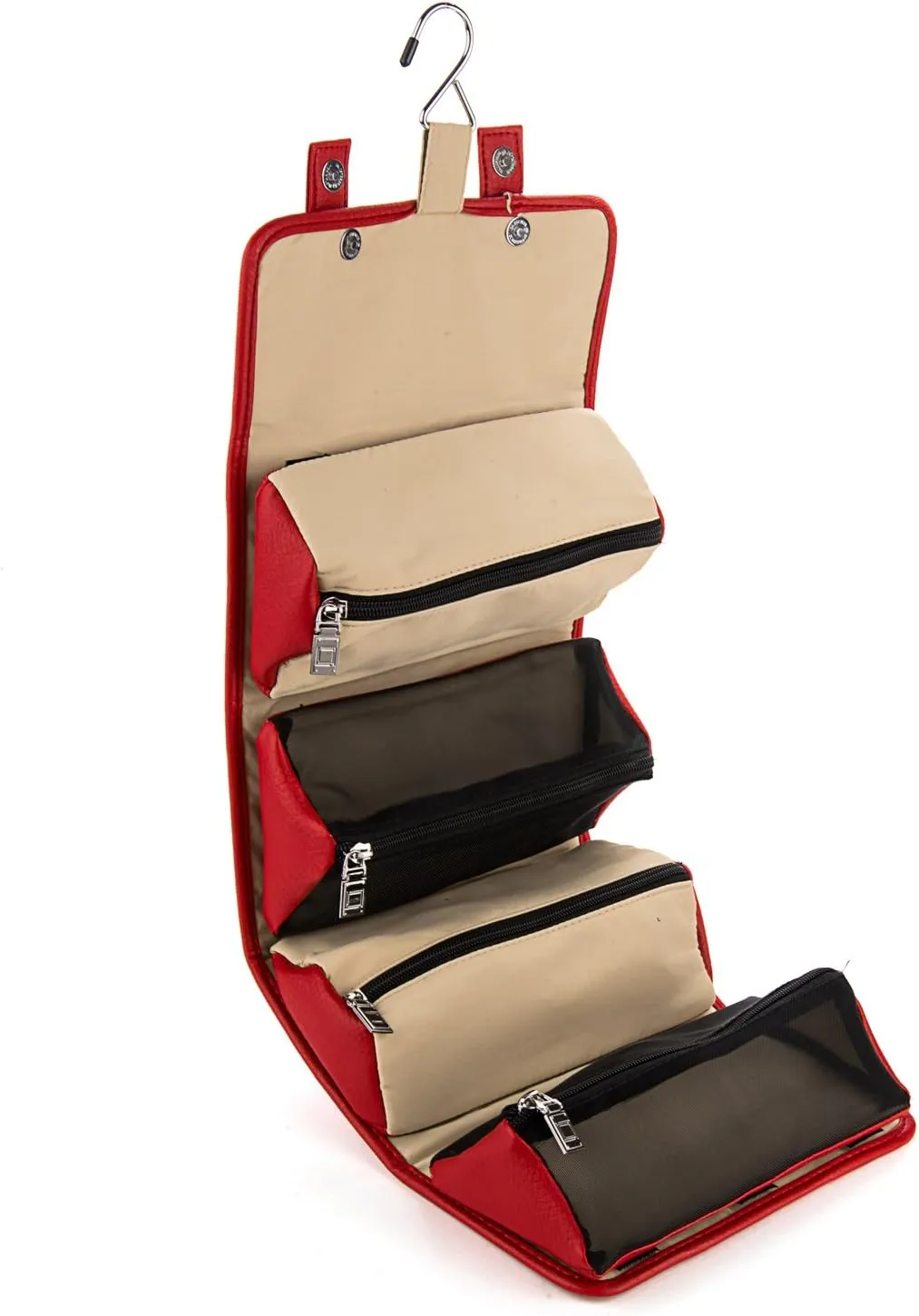 Stowaway Compact Roll Up Pouch, Beige/Red Wine, One Size