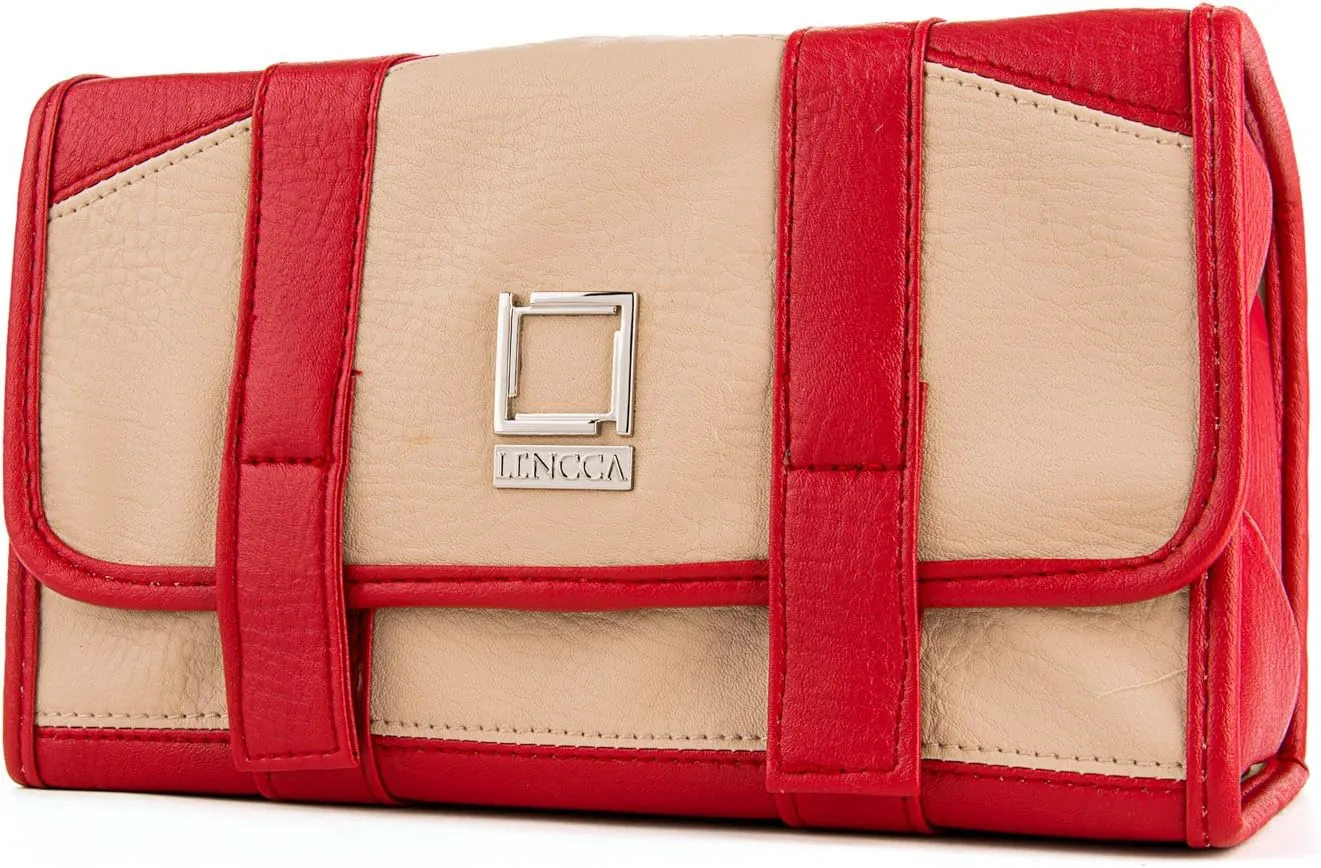 Stowaway Compact Roll Up Pouch, Beige/Red Wine, One Size