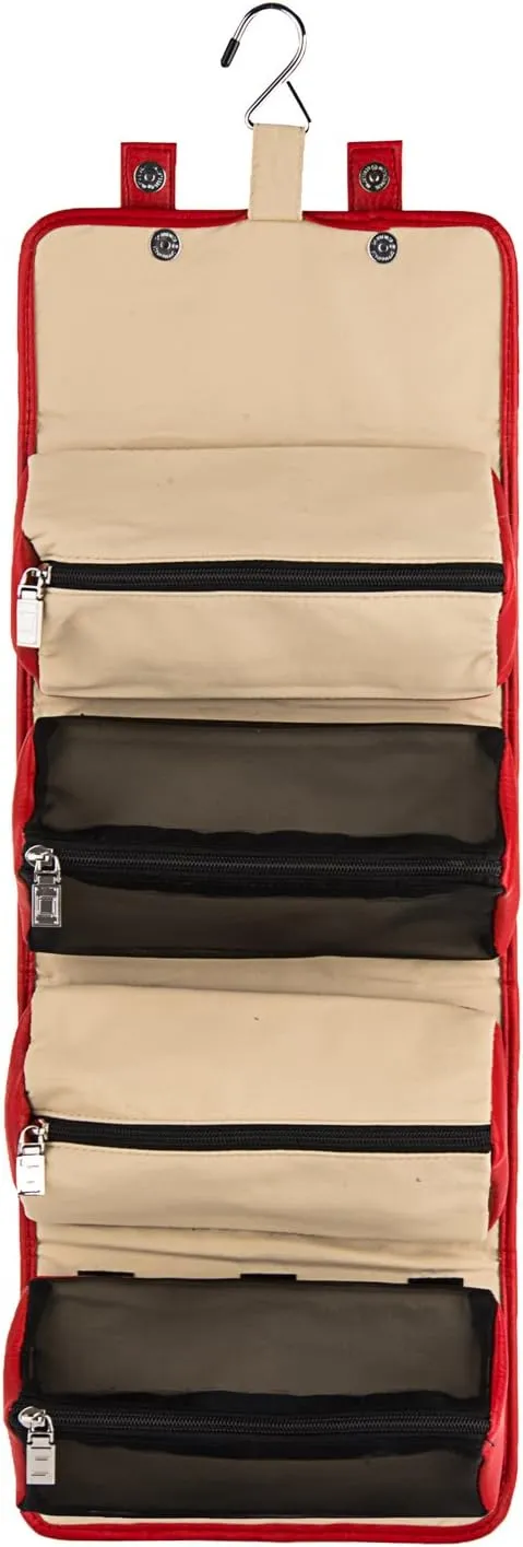 Stowaway Compact Roll Up Pouch, Beige/Red Wine, One Size