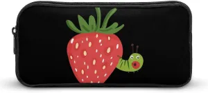 Strawberry Caterpillar Pencil Case Makeup Bag Easy to Clean Portable Pencil Pouch Office Organizer