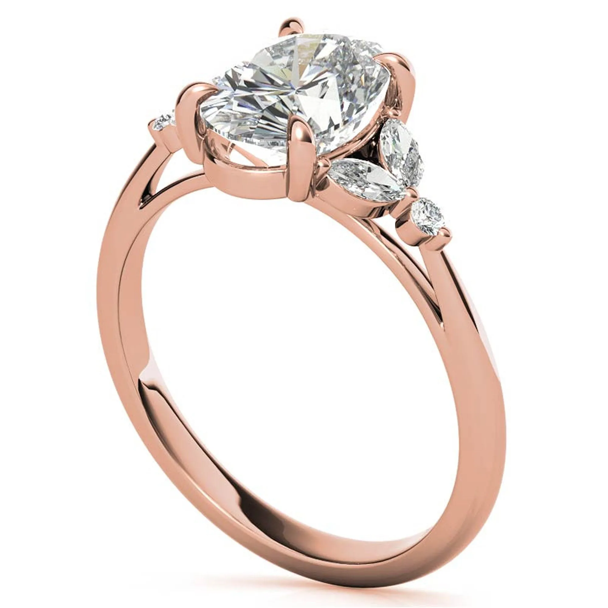 Stunning Adjustable Sterling Silver Prong Ring with Rose Gold Plating