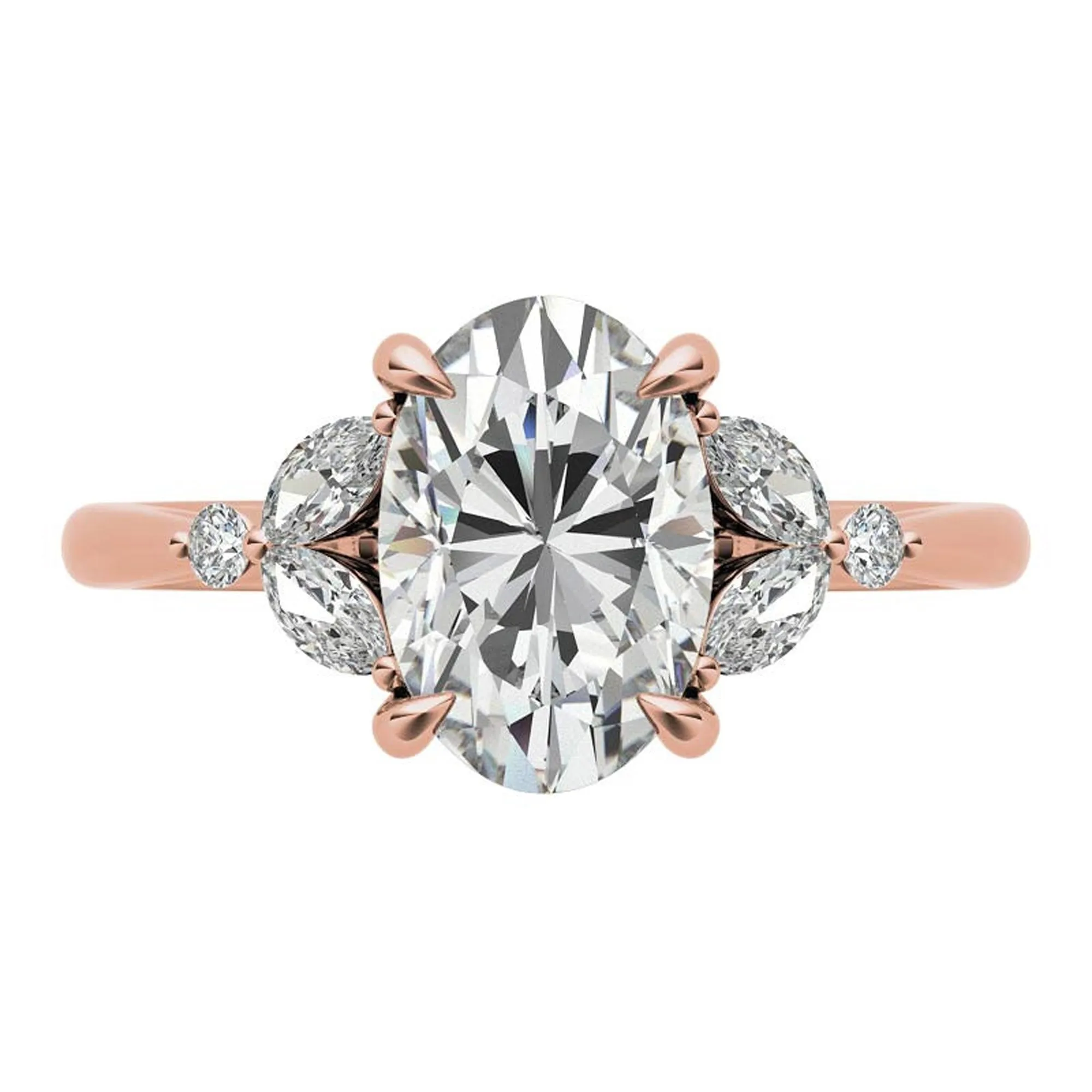 Stunning Adjustable Sterling Silver Prong Ring with Rose Gold Plating