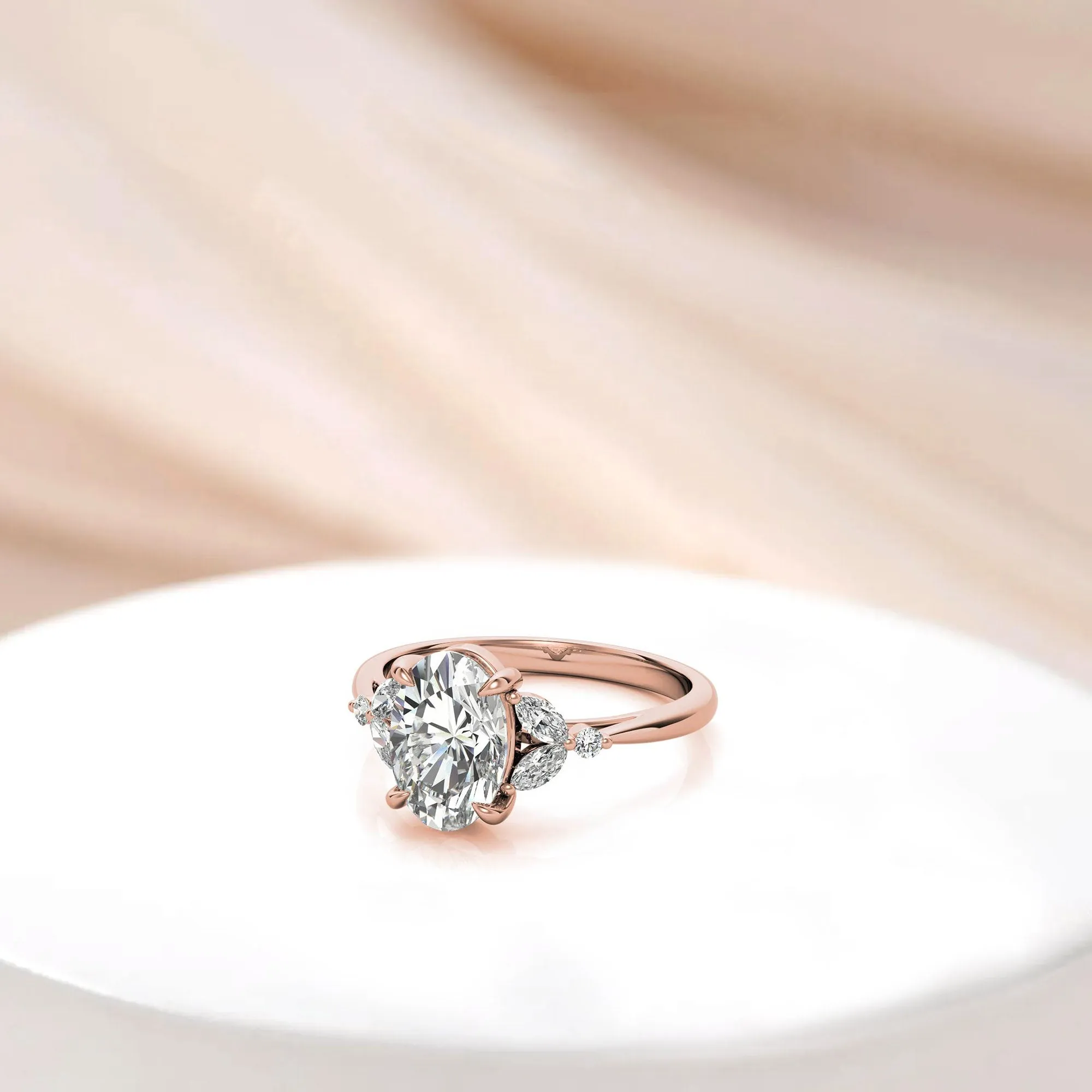 Stunning Adjustable Sterling Silver Prong Ring with Rose Gold Plating