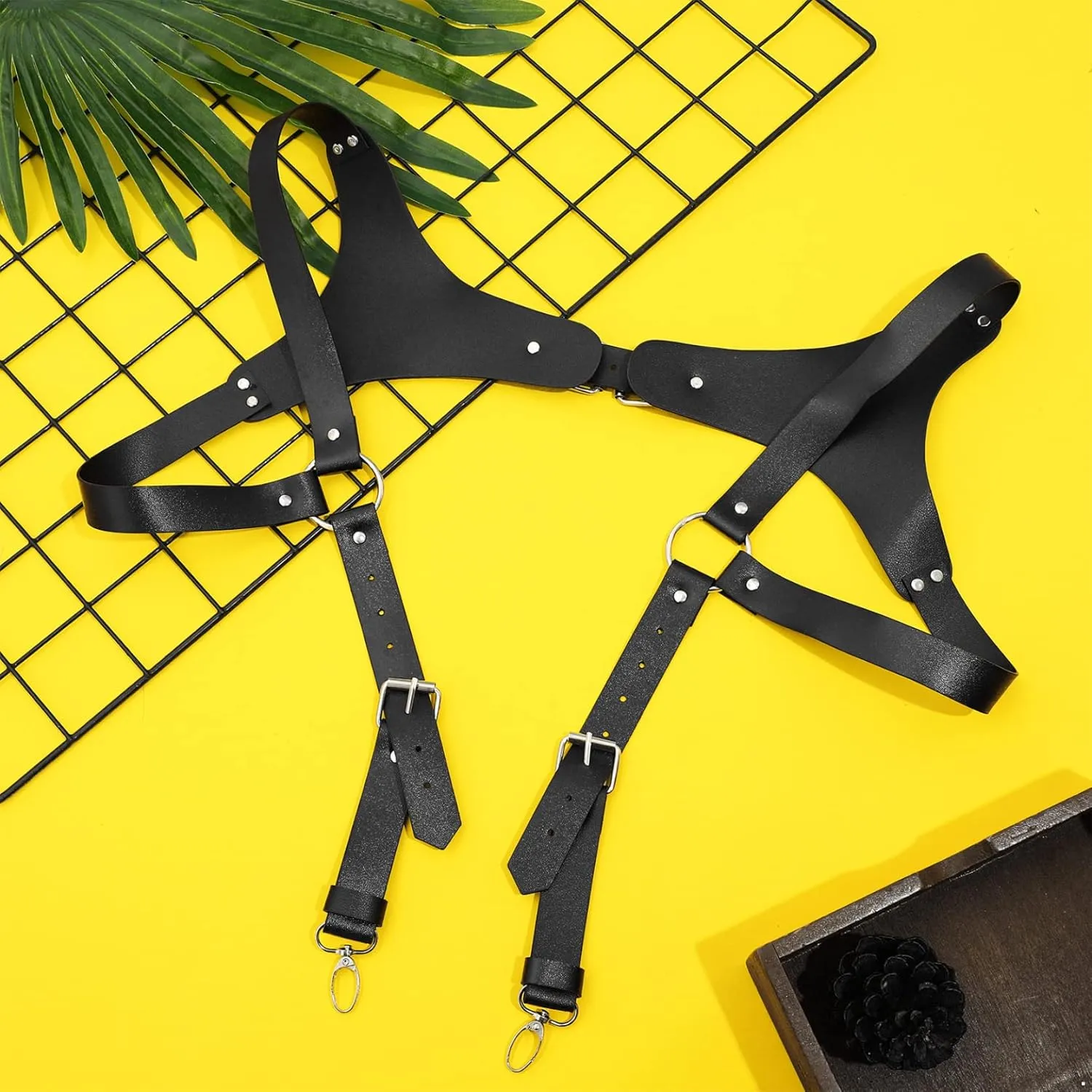 Stylish Punk Holster Bag PU Leather Underarm Strap Wallet Double Shoulder Armpit Bag Harness Pocket Cosplay Costume