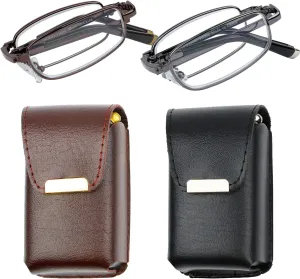 Success Eyewear Reading Glasses Fashion Folding Readers w Leather Cases Glasses for Reading for Men Women 2 Pk