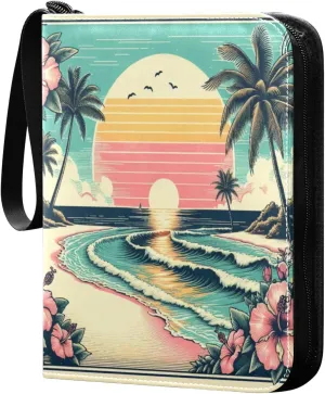 Sun and Sea Card Binder 4 Pockets, 400 Pockets Trading Card Binder Removable Card Albums Card Holder for Games, Sports, Football, Baseball Cards
