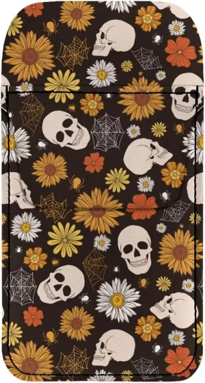 Sunflower Skull Pocket Protector for Shirt,Lab Coats,Pants,Leather Pen Pocket Holder Pencil Pouch Organizer for Women,Pocket Protectors for Pens and Pencils