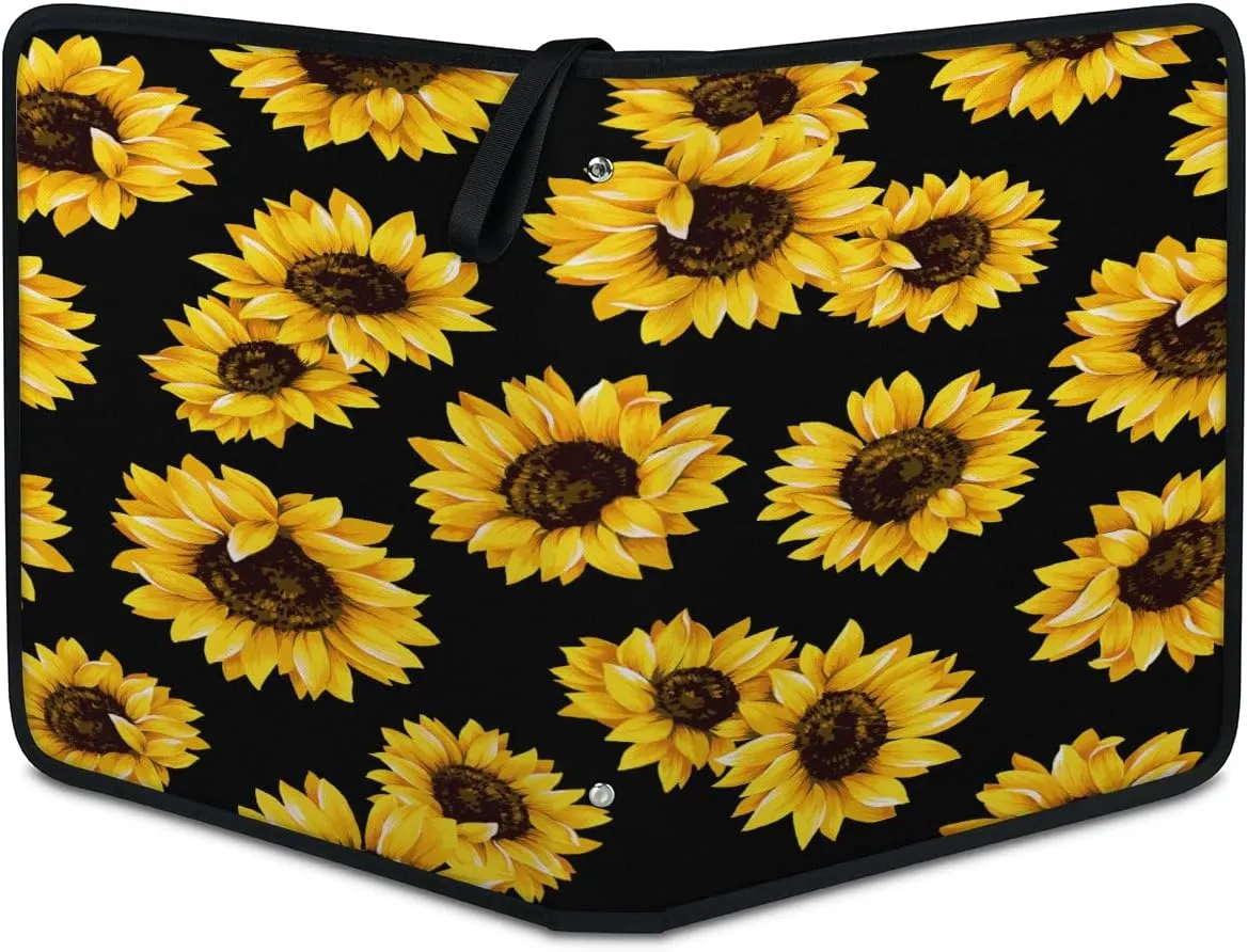 Sunflowers 3 Ring Trading Zipper Binder Strap, Trading Card Binder 4 Pocket, 400 Pockets Card Holder with 50 Removable Sleeves for Game Cards