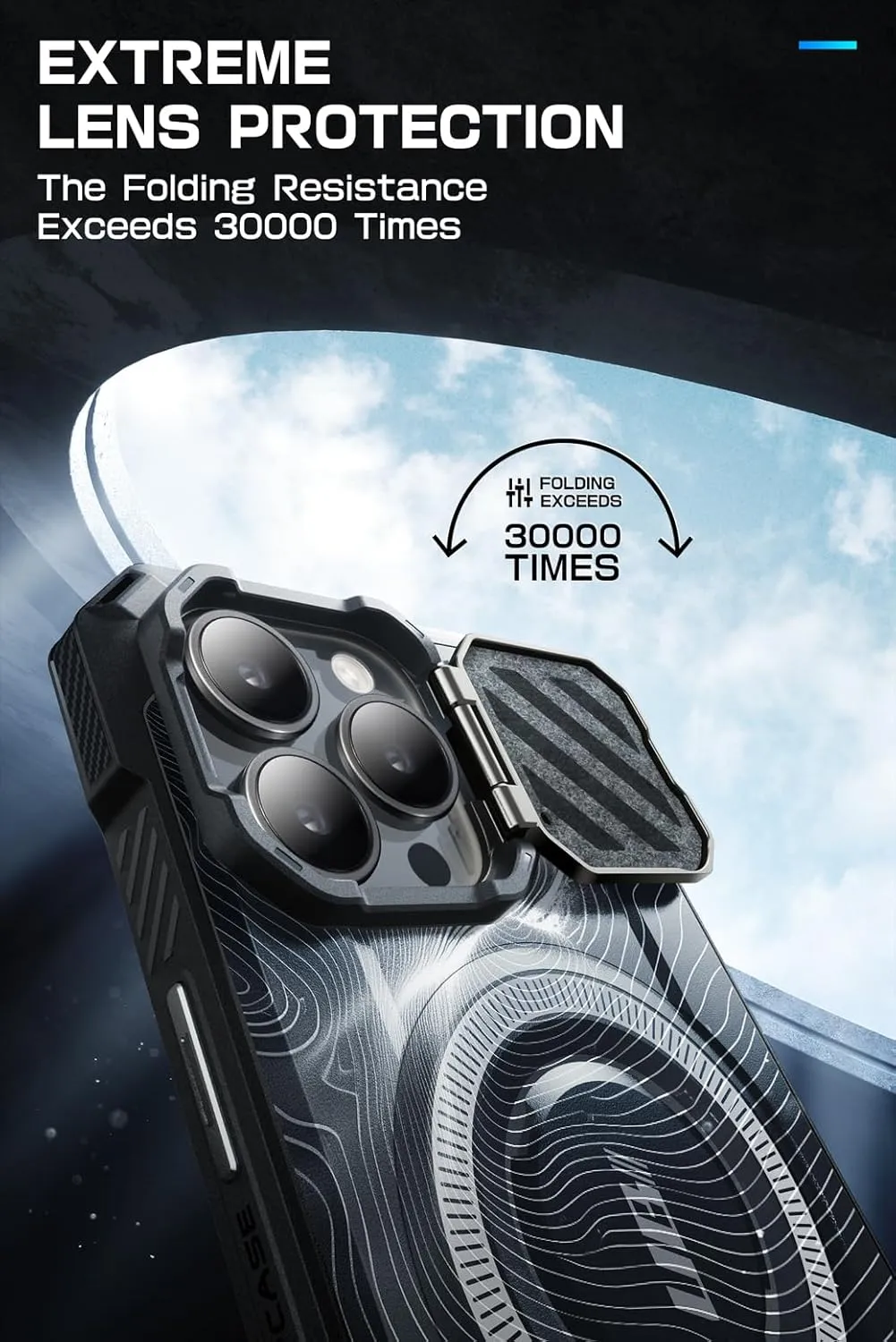 SUPCASE for iPhone 15 Pro Max Case with Camera Cover & Stand (UBMag XT) [Compatible with MagSafe] [Built-in Kickstand] [Military-Grade Protection] Heavy Duty Rugged Magnetic Phone Case, BlackRipple
