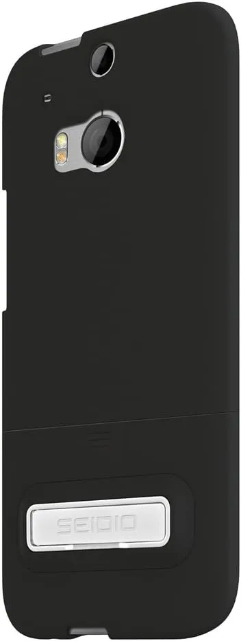 Surface Case with Metal Kickstand and Holster Combo for HTC One (M8) - Retail Packaging - Black
