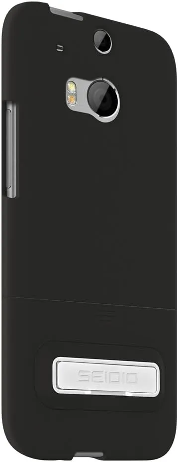 Surface Case with Metal Kickstand and Holster Combo for HTC One (M8) - Retail Packaging - Black
