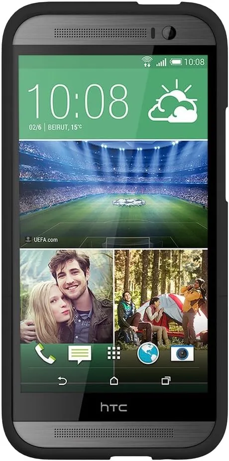Surface Case with Metal Kickstand and Holster Combo for HTC One (M8) - Retail Packaging - Black